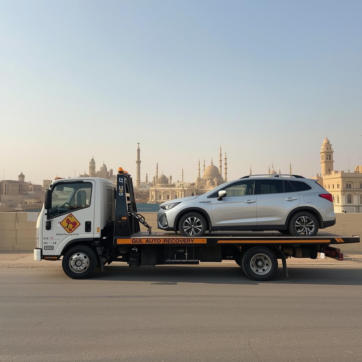 Tow truck recovering a car